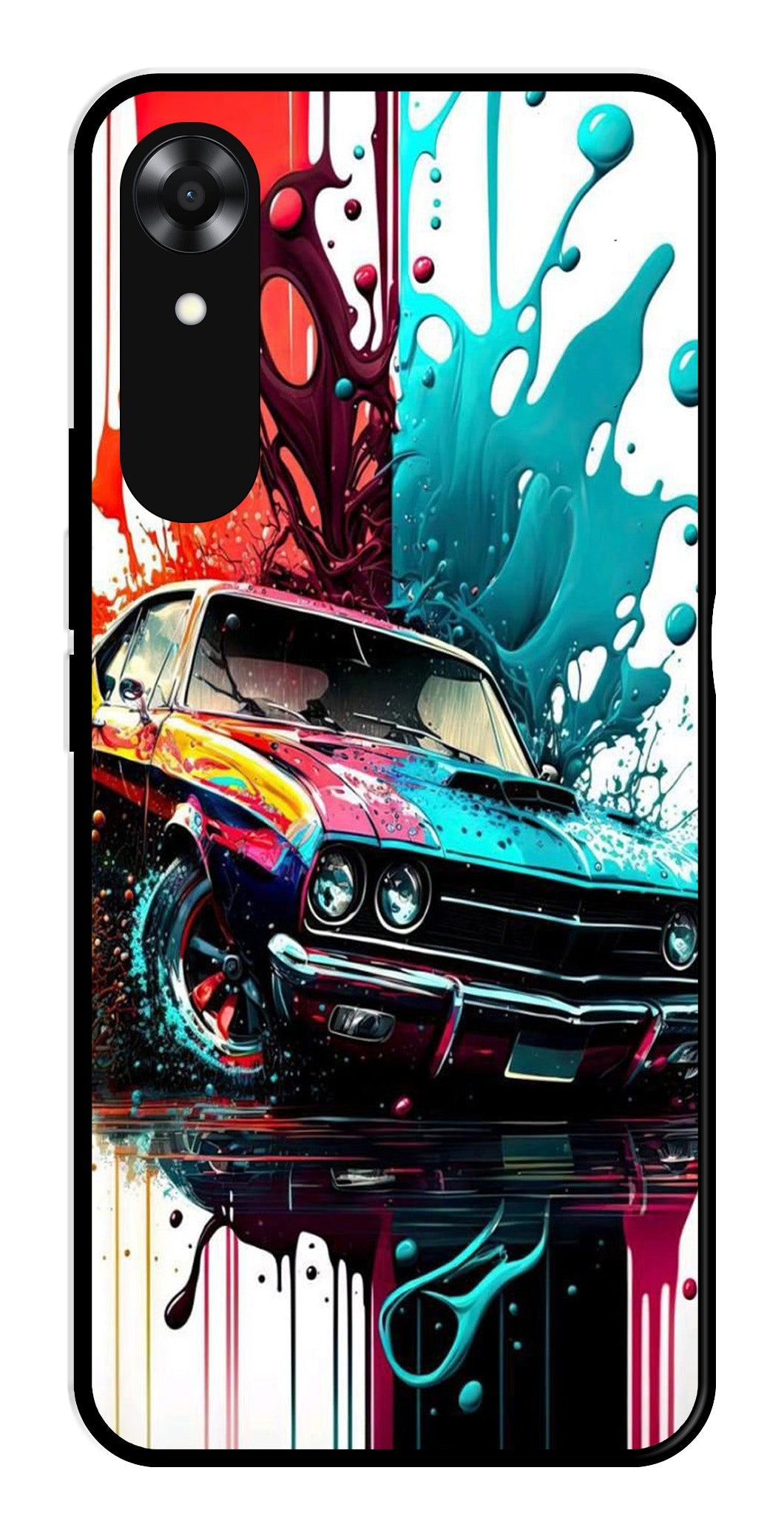 Vintage Car Metal Mobile Case for Oppo A17K   (Design No -29)