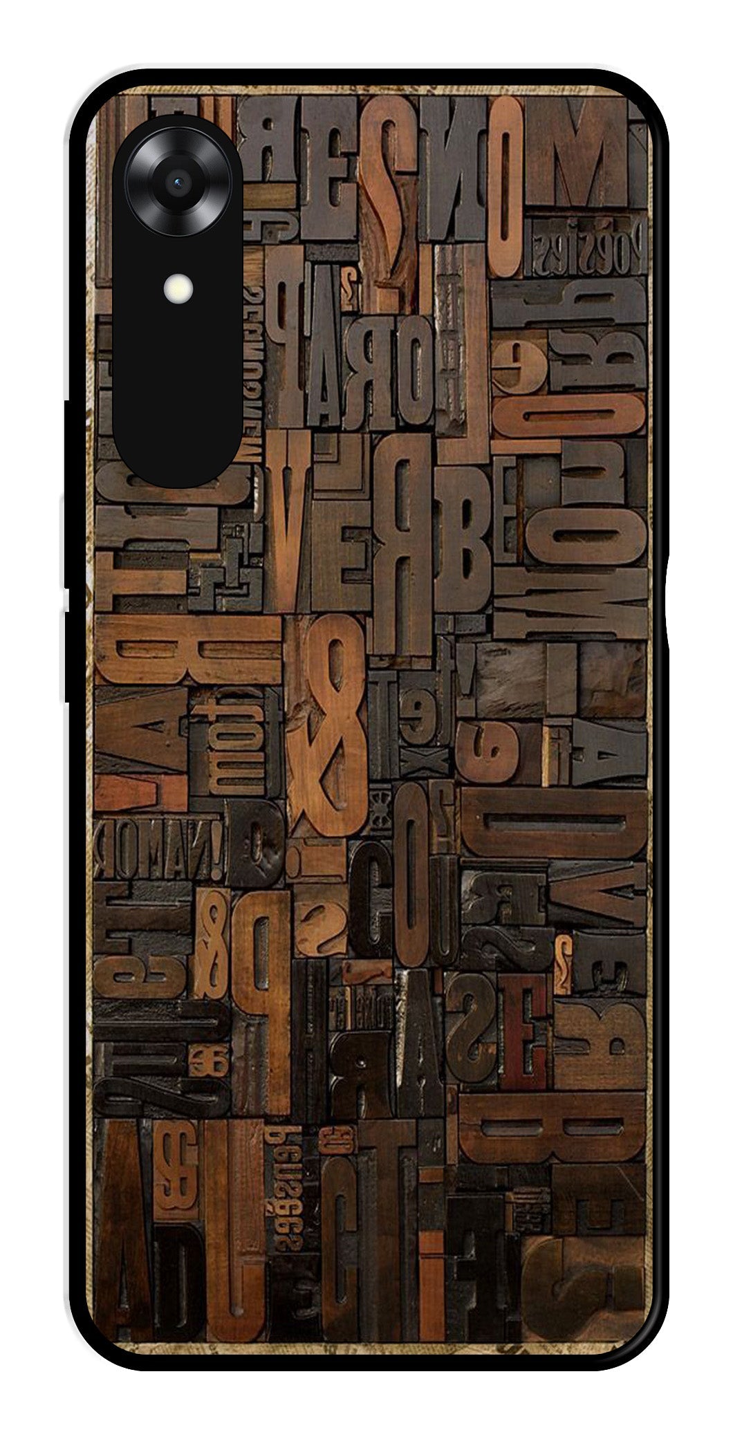 Alphabets Metal Mobile Case for Oppo A17K   (Design No -32)