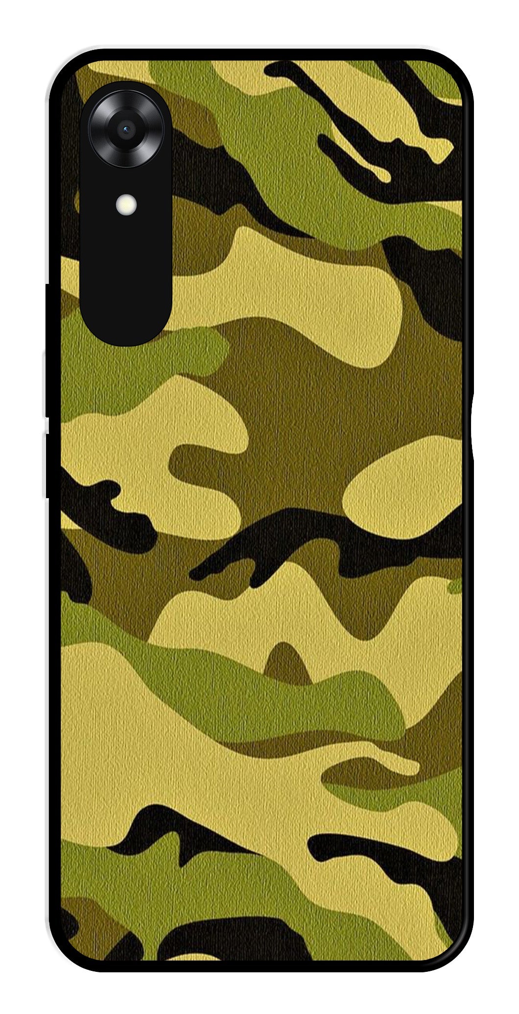 Army Pattern Metal Mobile Case for Oppo A17K   (Design No -35)