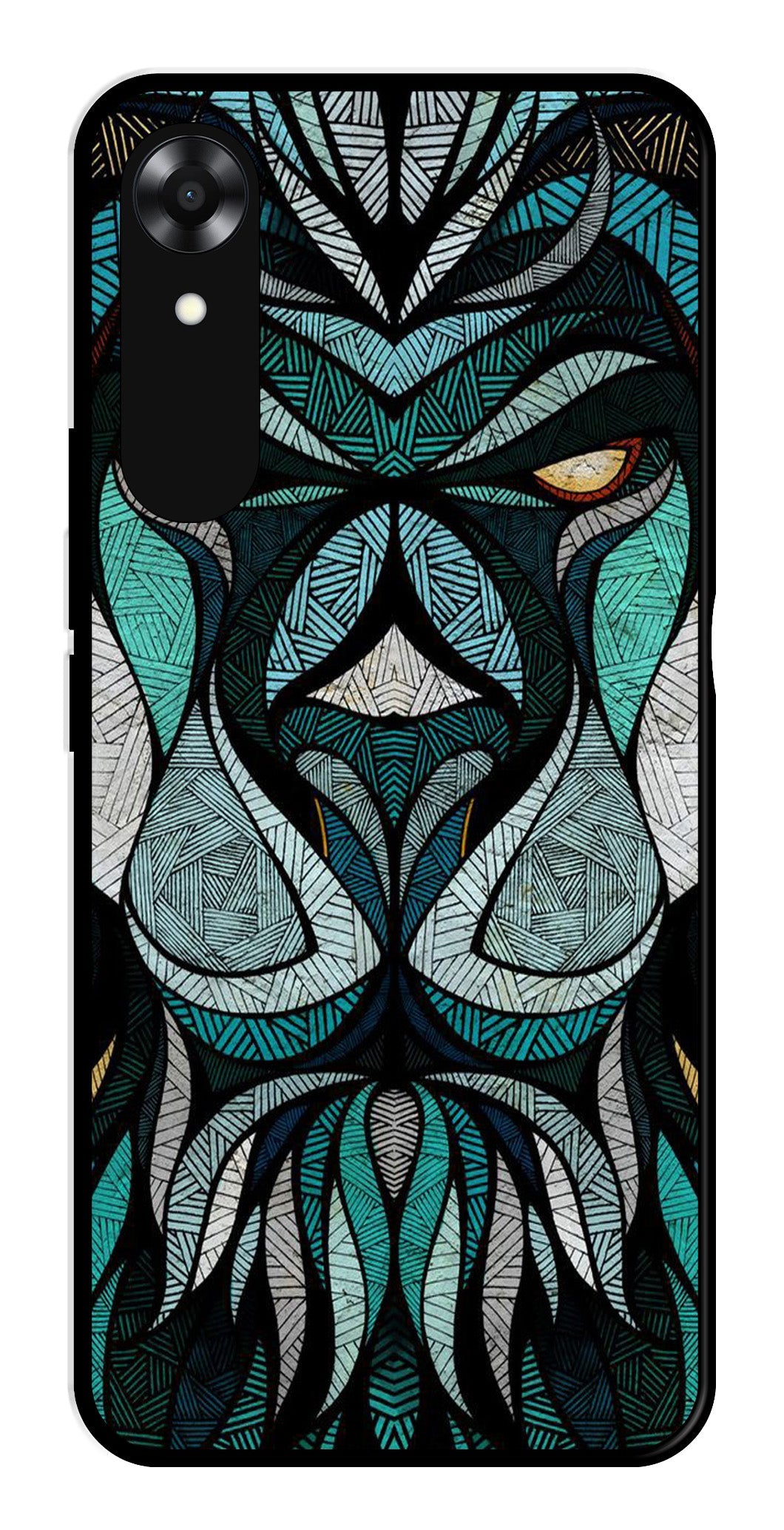 Lion Pattern Metal Mobile Case for Oppo A17K   (Design No -40)