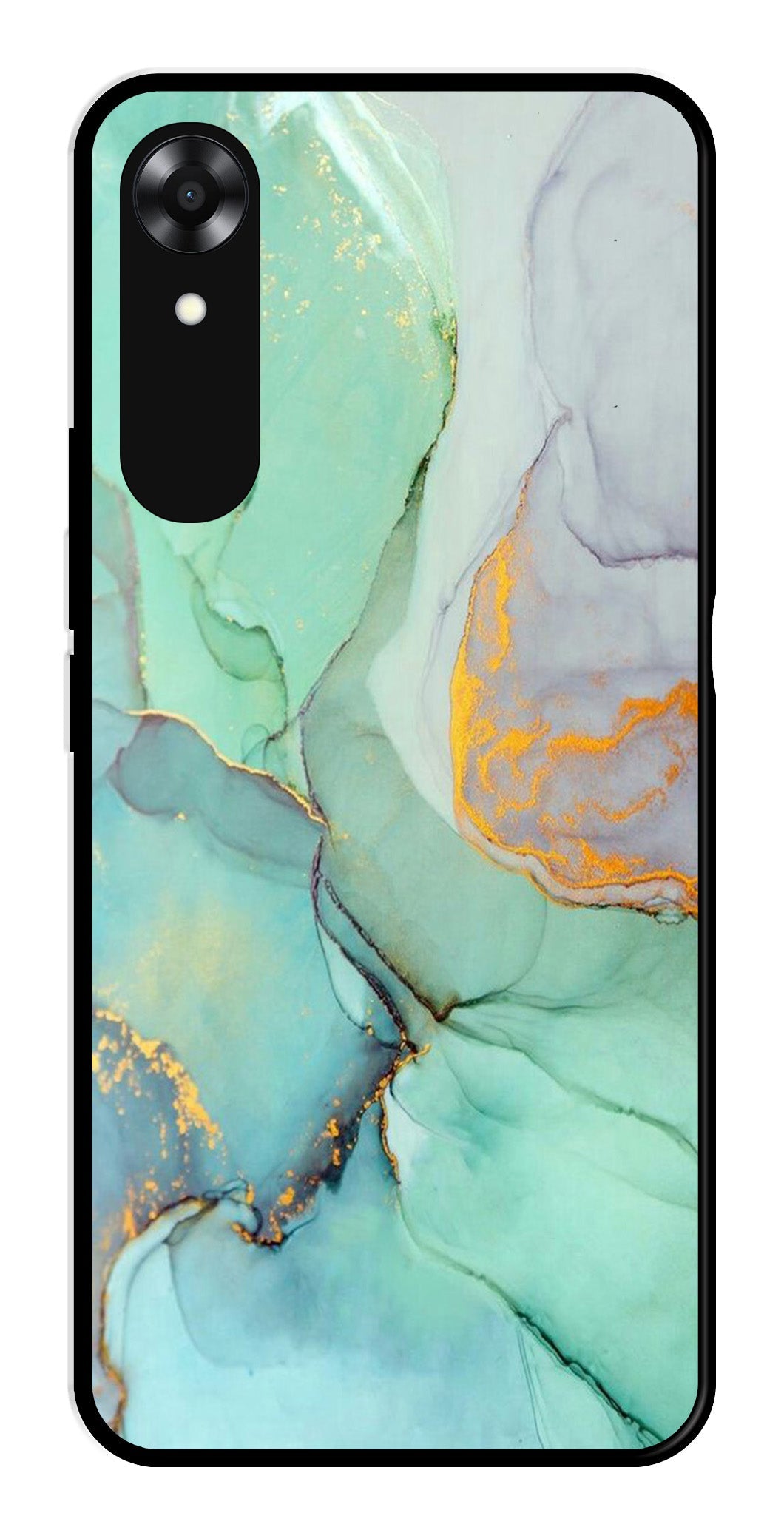 Marble Design Metal Mobile Case for Oppo A17K   (Design No -46)