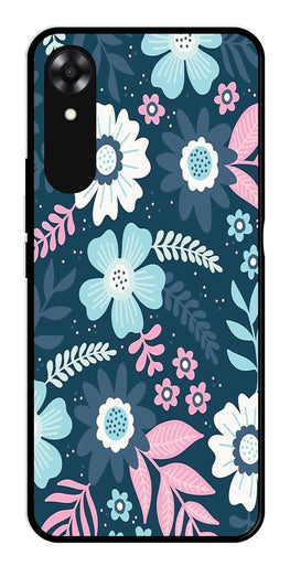 Flower Leaves Design Metal Mobile Case for Oppo A17K   (Design No -50)