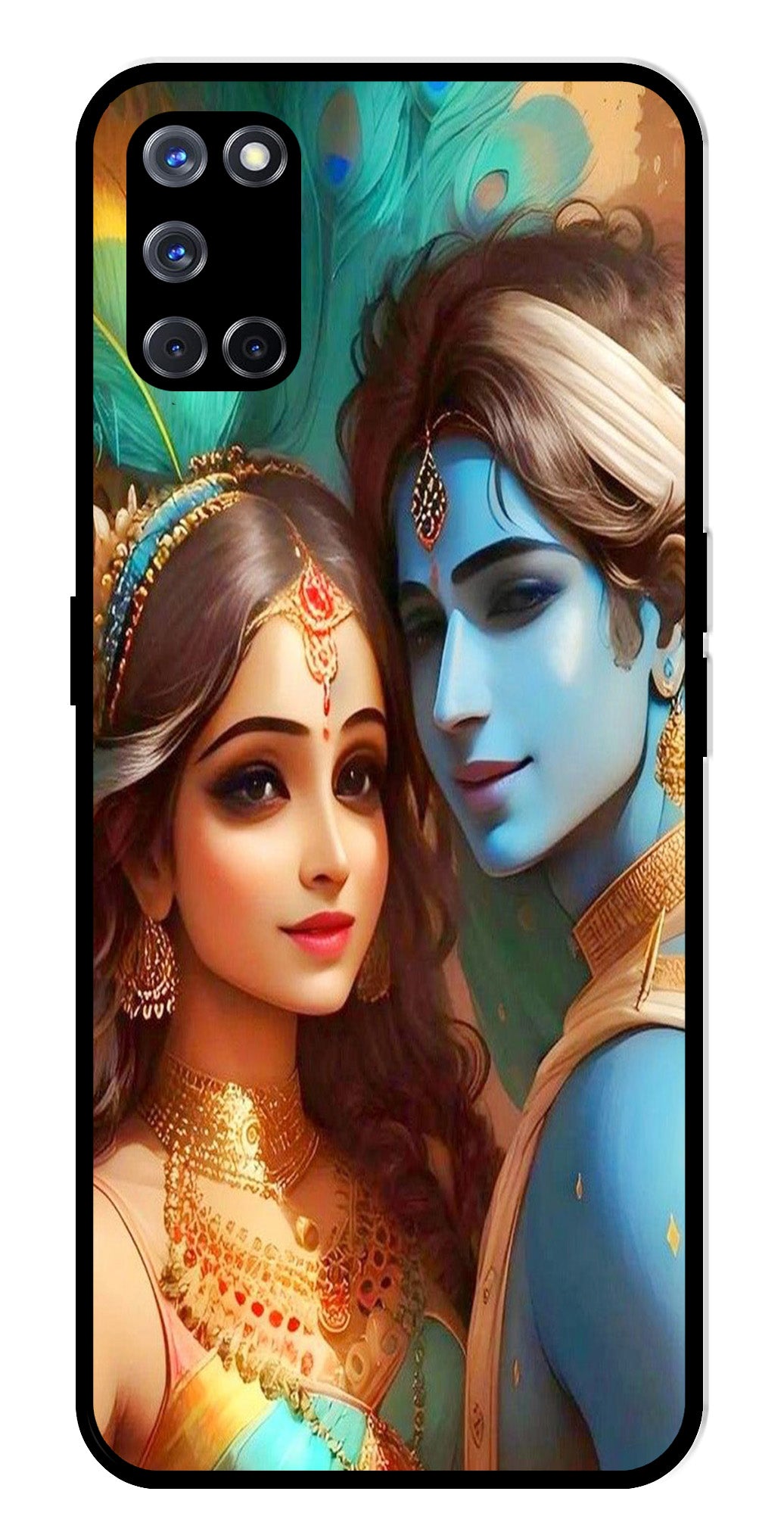 Lord Radha Krishna Metal Mobile Case for Oppo A52   (Design No -01)