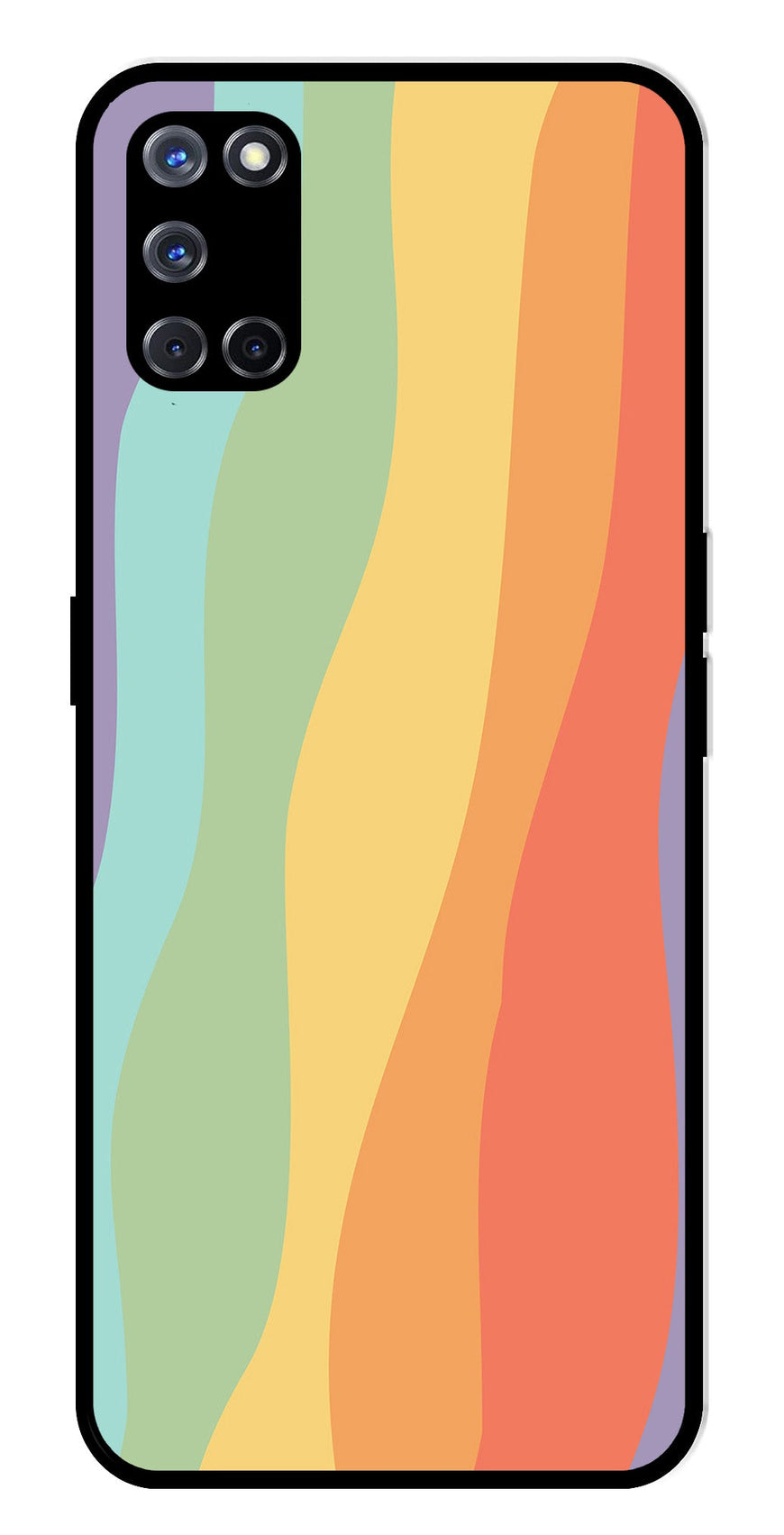 Muted Rainbow Metal Mobile Case for Oppo A52   (Design No -02)