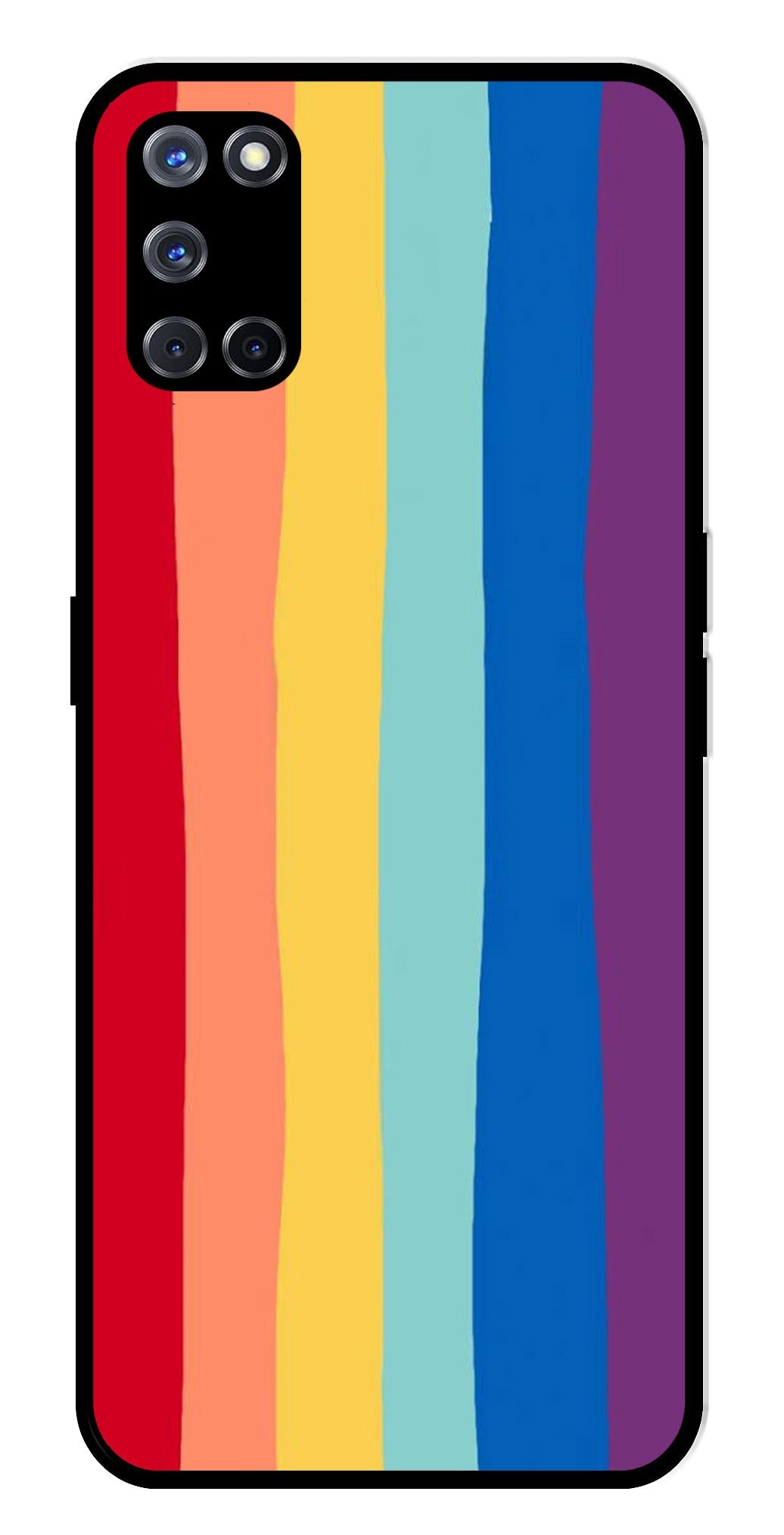 Rainbow MultiColor Metal Mobile Case for Oppo A52   (Design No -03)