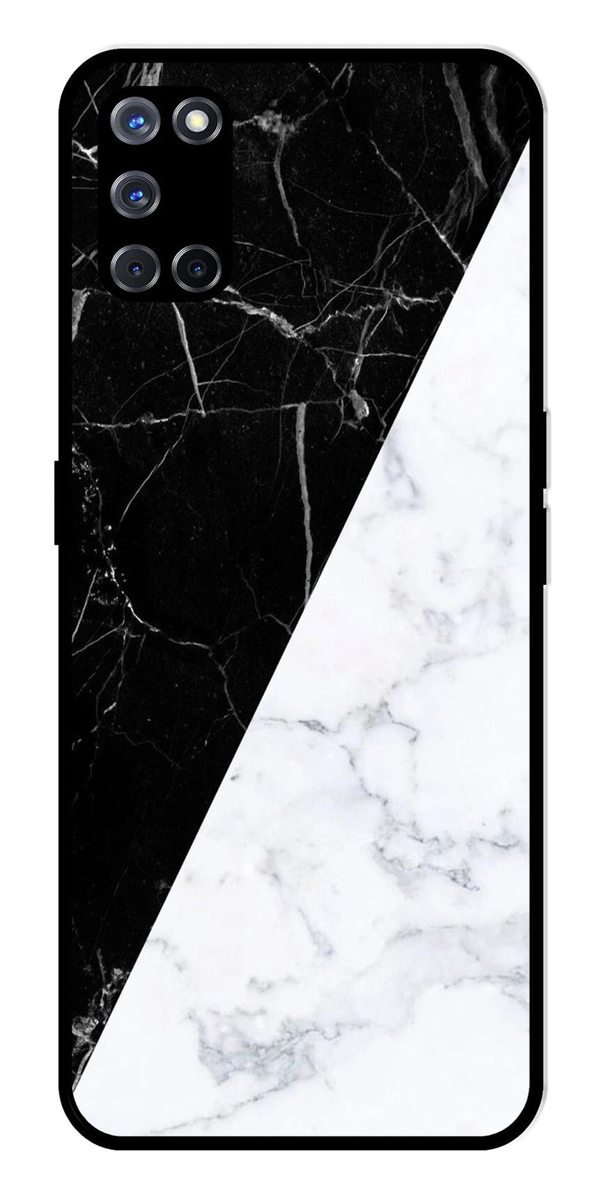 Black White Marble Design Metal Mobile Case for Oppo A52   (Design No -09)