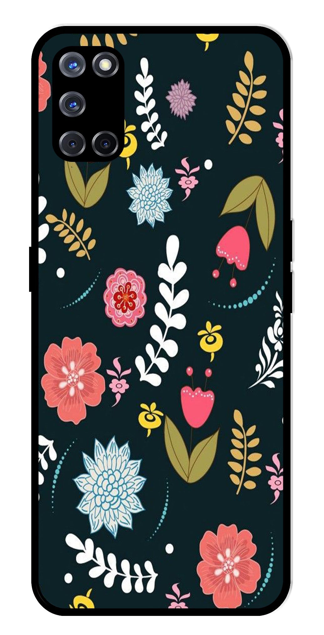 Floral Pattern2 Metal Mobile Case for Oppo A52   (Design No -12)