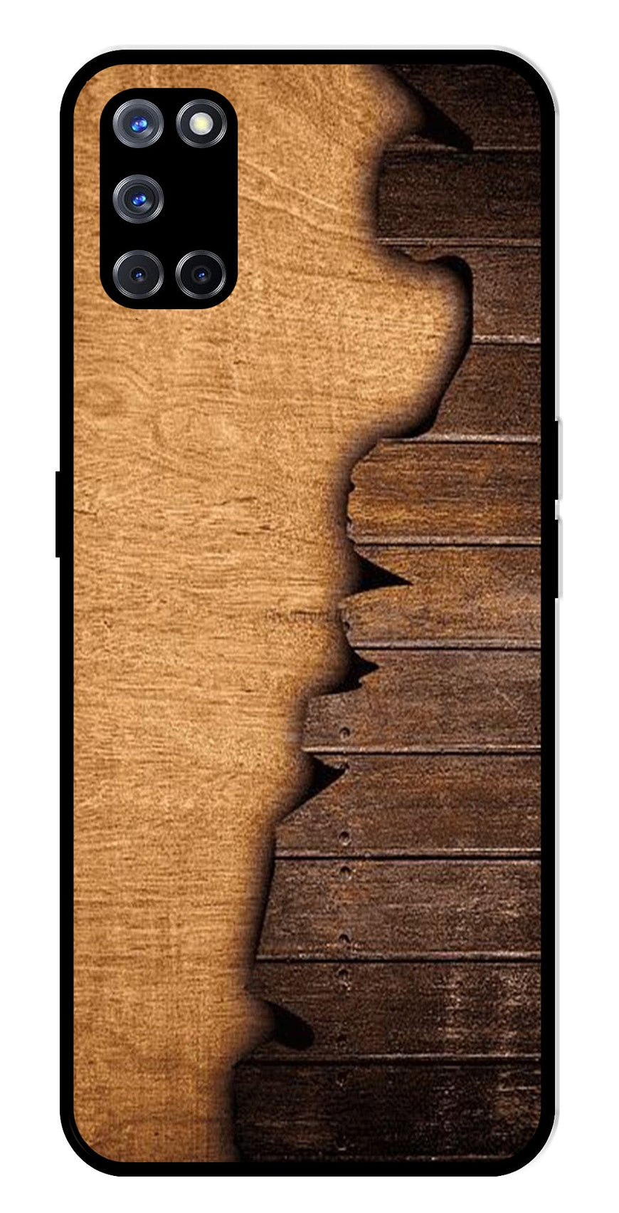 Wooden Design Metal Mobile Case for Oppo A52   (Design No -13)