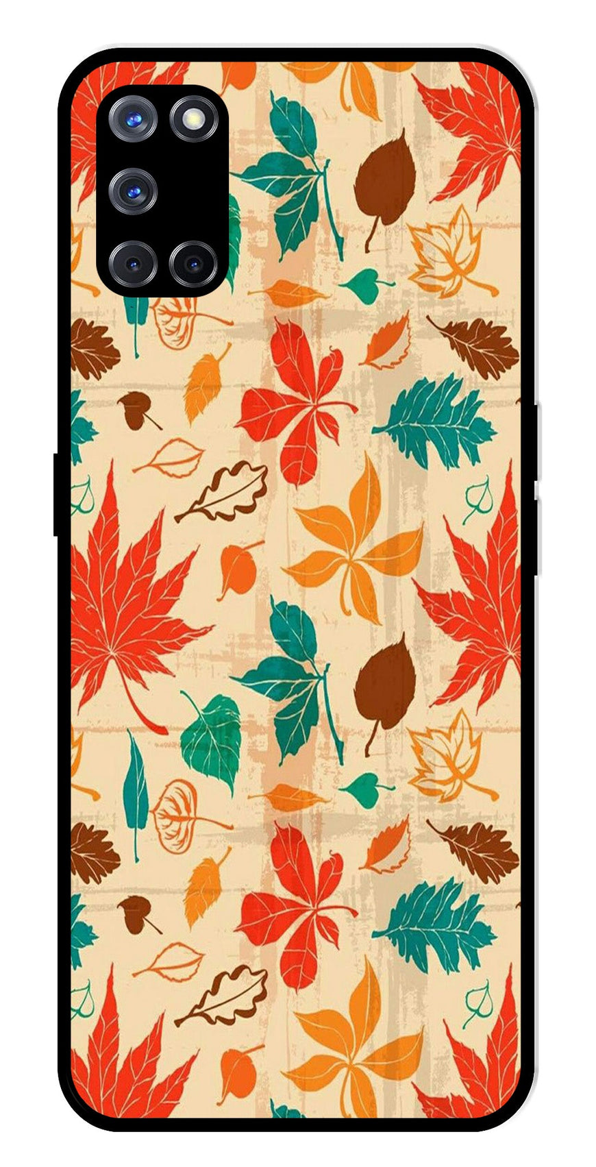 Leafs Design Metal Mobile Case for Oppo A52   (Design No -14)