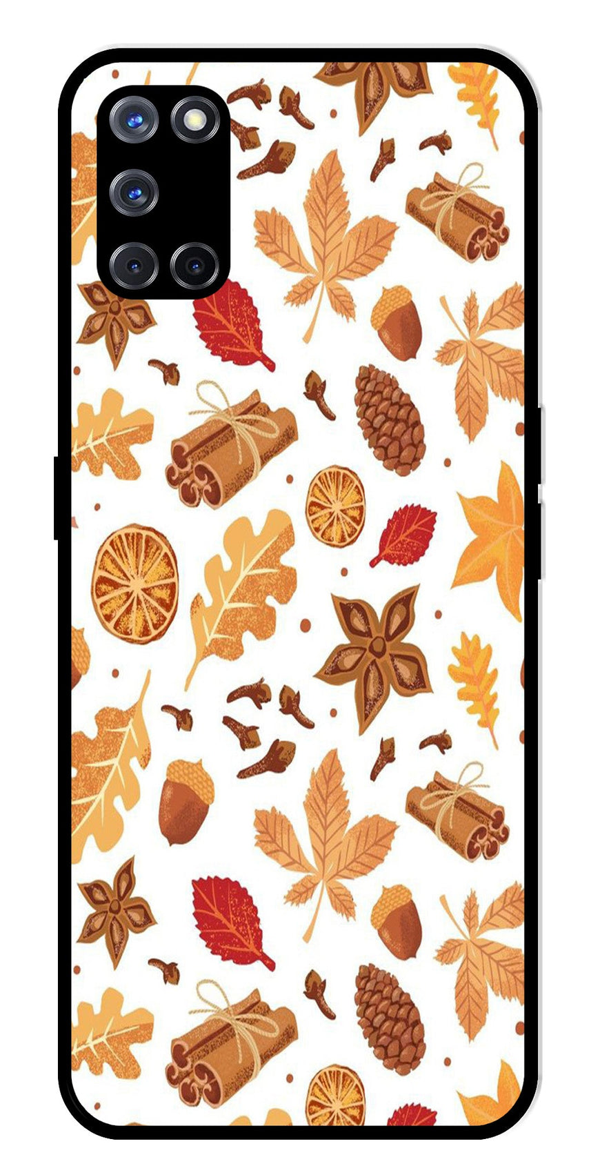 Autumn Leaf Metal Mobile Case for Oppo A52   (Design No -19)