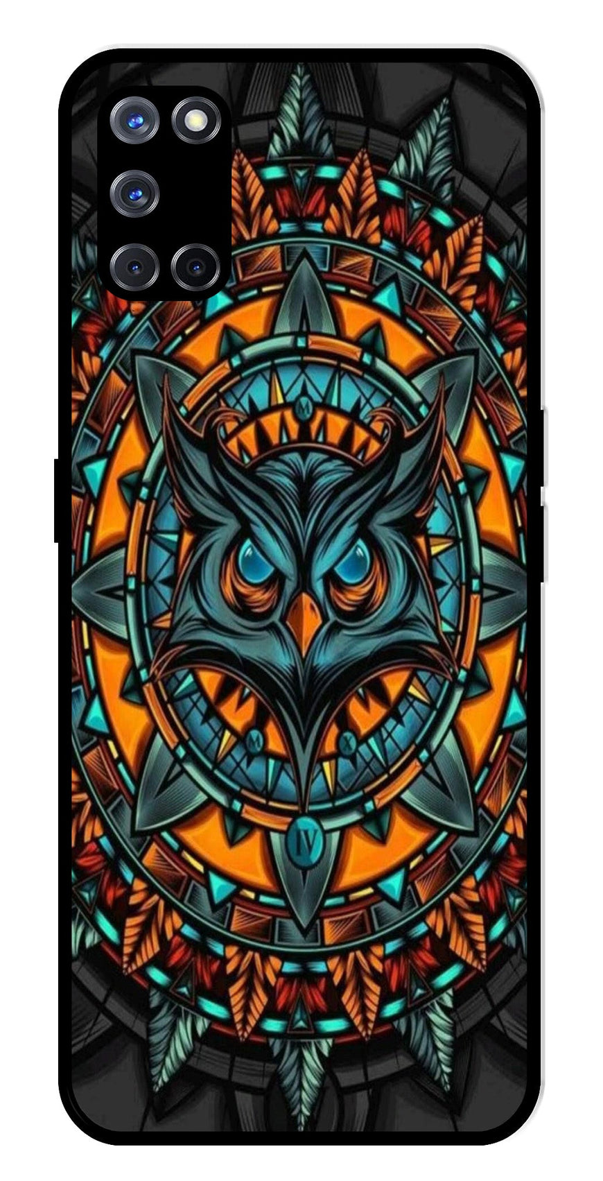 Owl Pattern Metal Mobile Case for Oppo A52   (Design No -42)