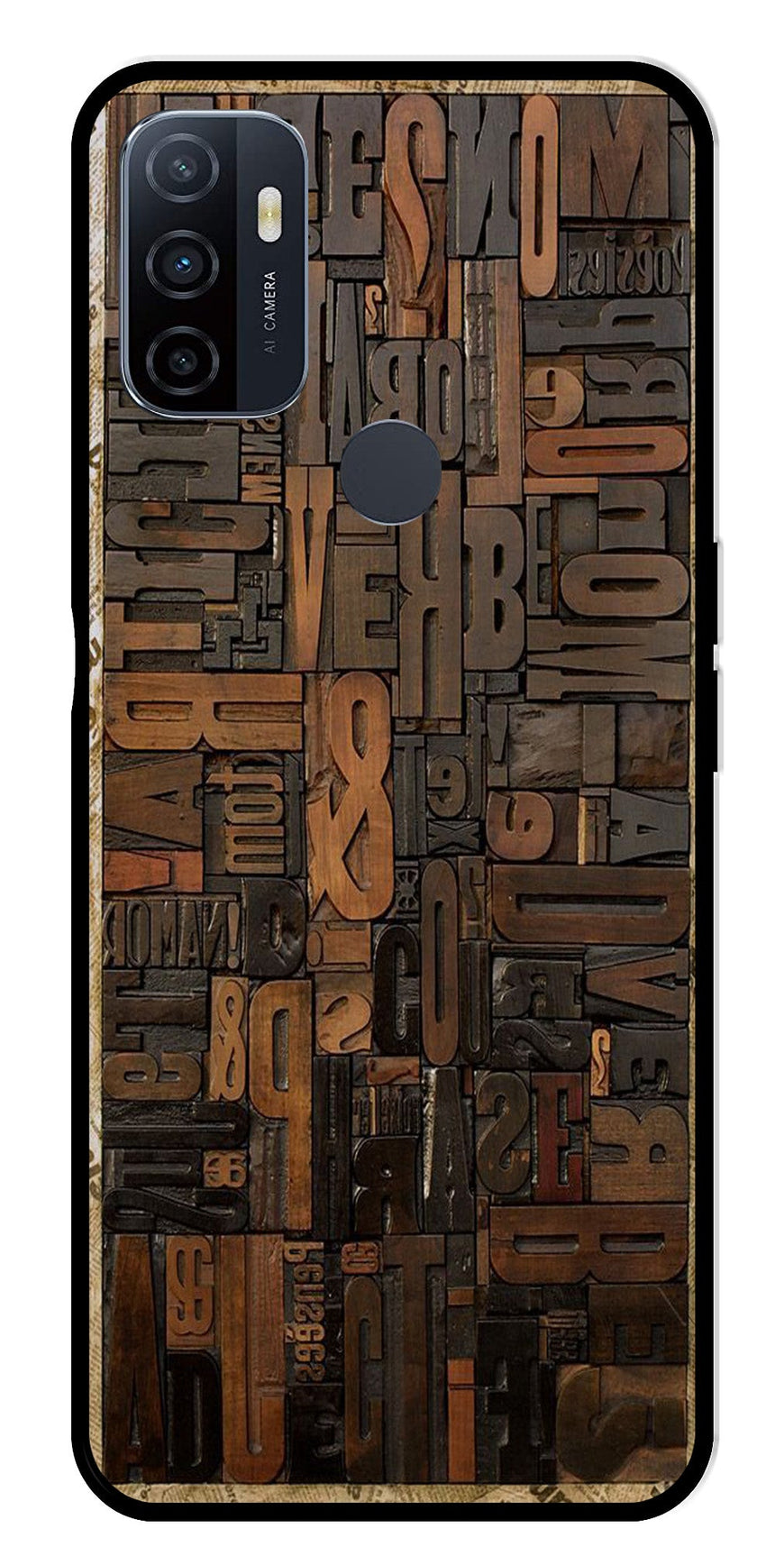 Alphabets Metal Mobile Case for Oppo A53   (Design No -32)