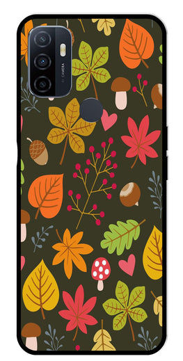 Leaves Design Metal Mobile Case for Oppo A53   (Design No -51)