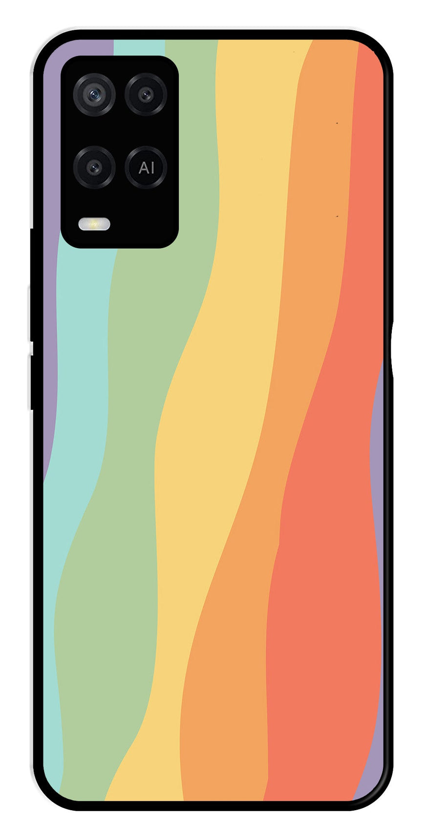 Muted Rainbow Metal Mobile Case for Oppo A54 4G   (Design No -02)