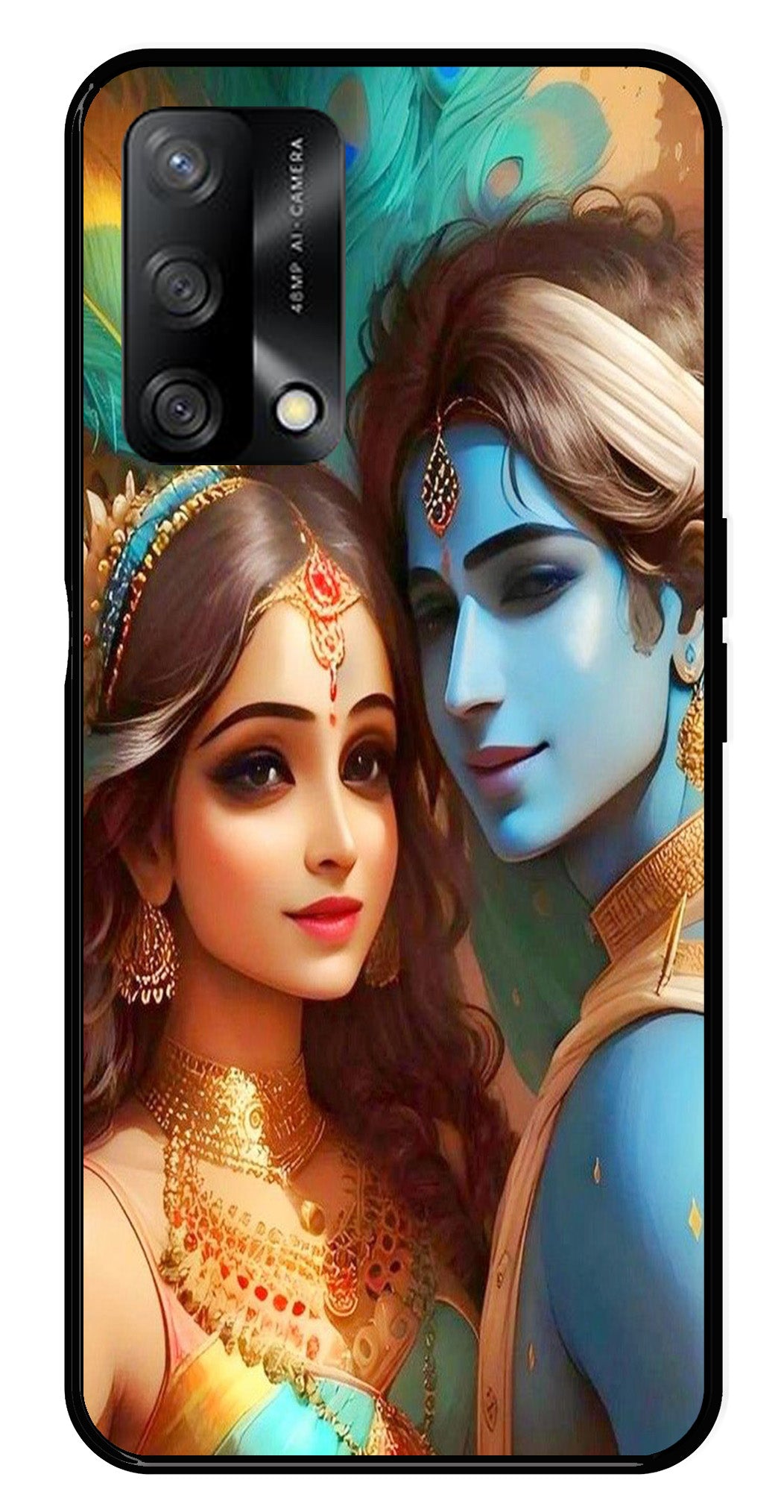 Lord Radha Krishna Metal Mobile Case for Oppo A54 5G   (Design No -01)