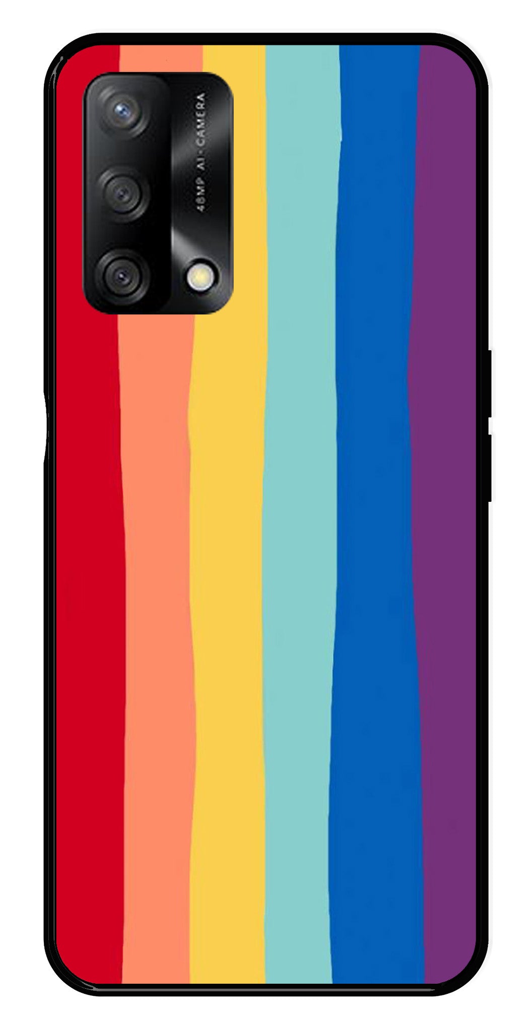 Rainbow MultiColor Metal Mobile Case for Oppo A54 5G   (Design No -03)