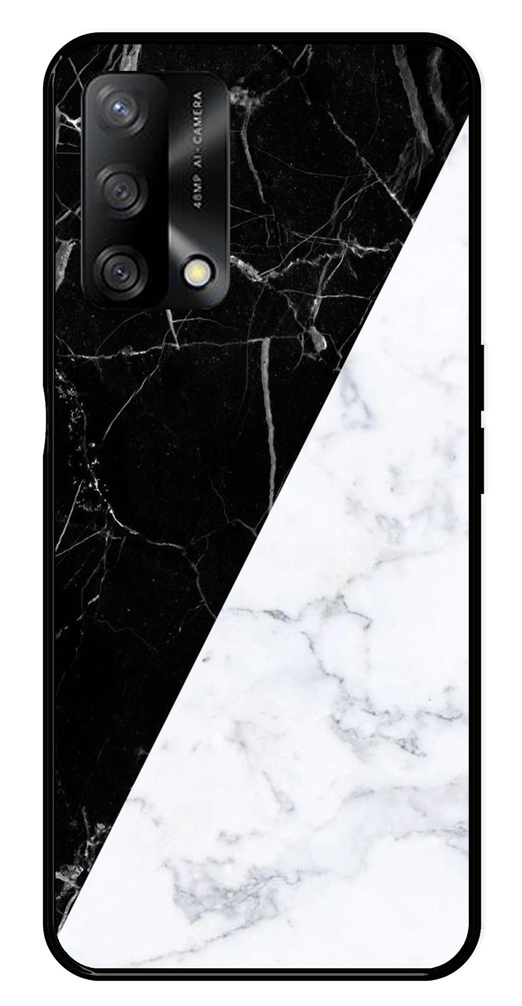 Black White Marble Design Metal Mobile Case for Oppo A54 5G   (Design No -09)