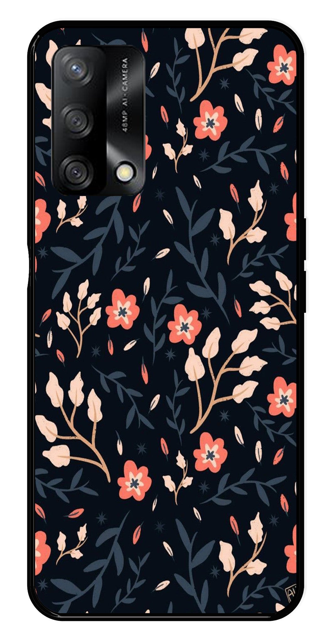 Floral Pattern Metal Mobile Case for Oppo A54 5G   (Design No -10)