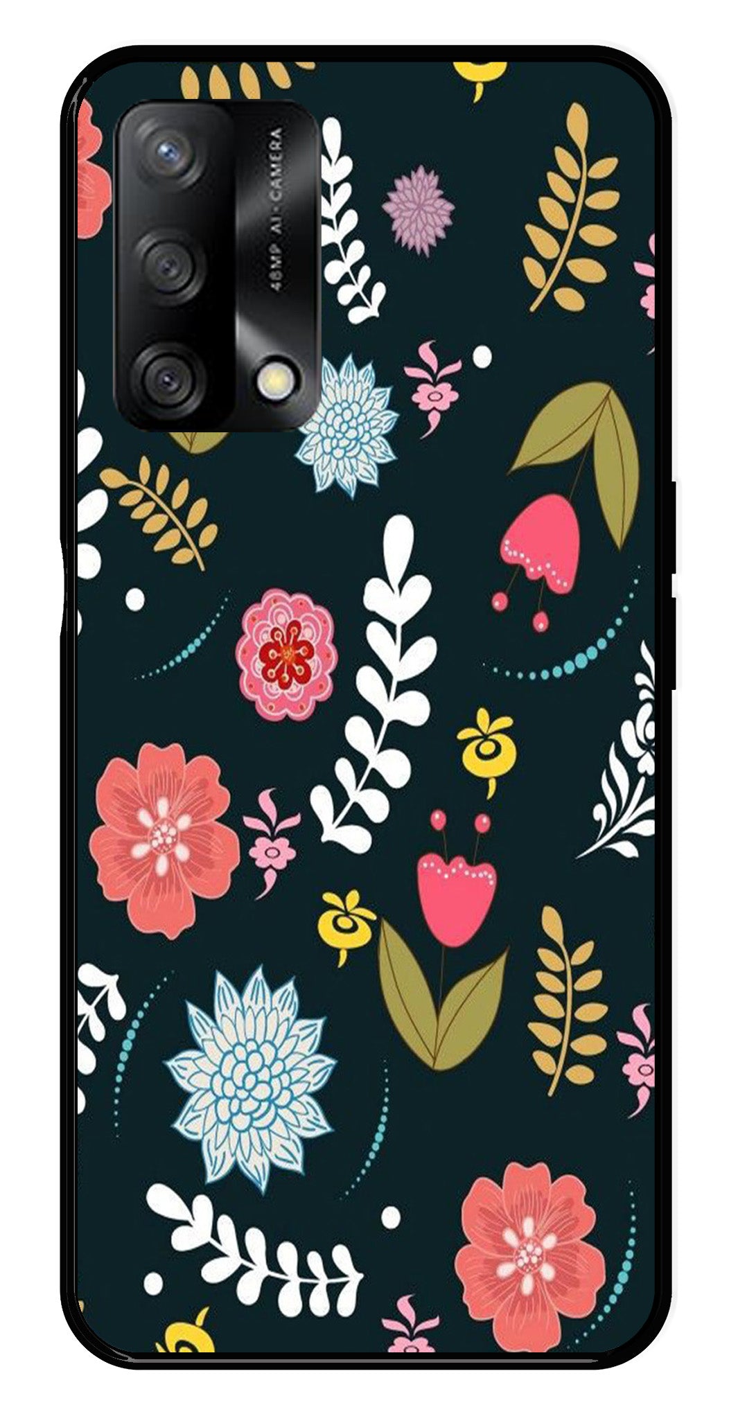 Floral Pattern2 Metal Mobile Case for Oppo A54 5G   (Design No -12)