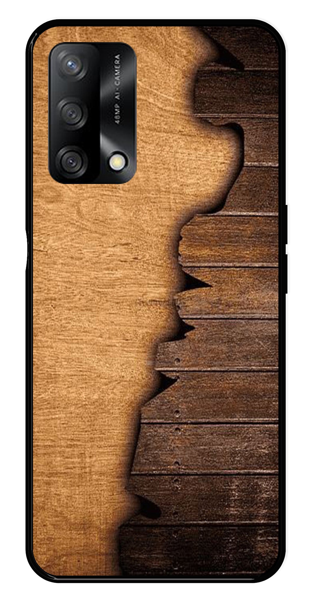 Wooden Design Metal Mobile Case for Oppo A54 5G   (Design No -13)