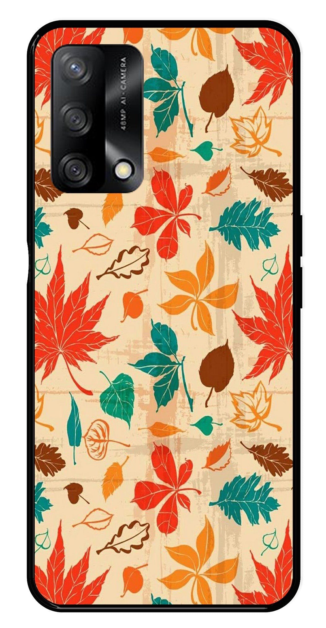 Leafs Design Metal Mobile Case for Oppo A54 5G   (Design No -14)