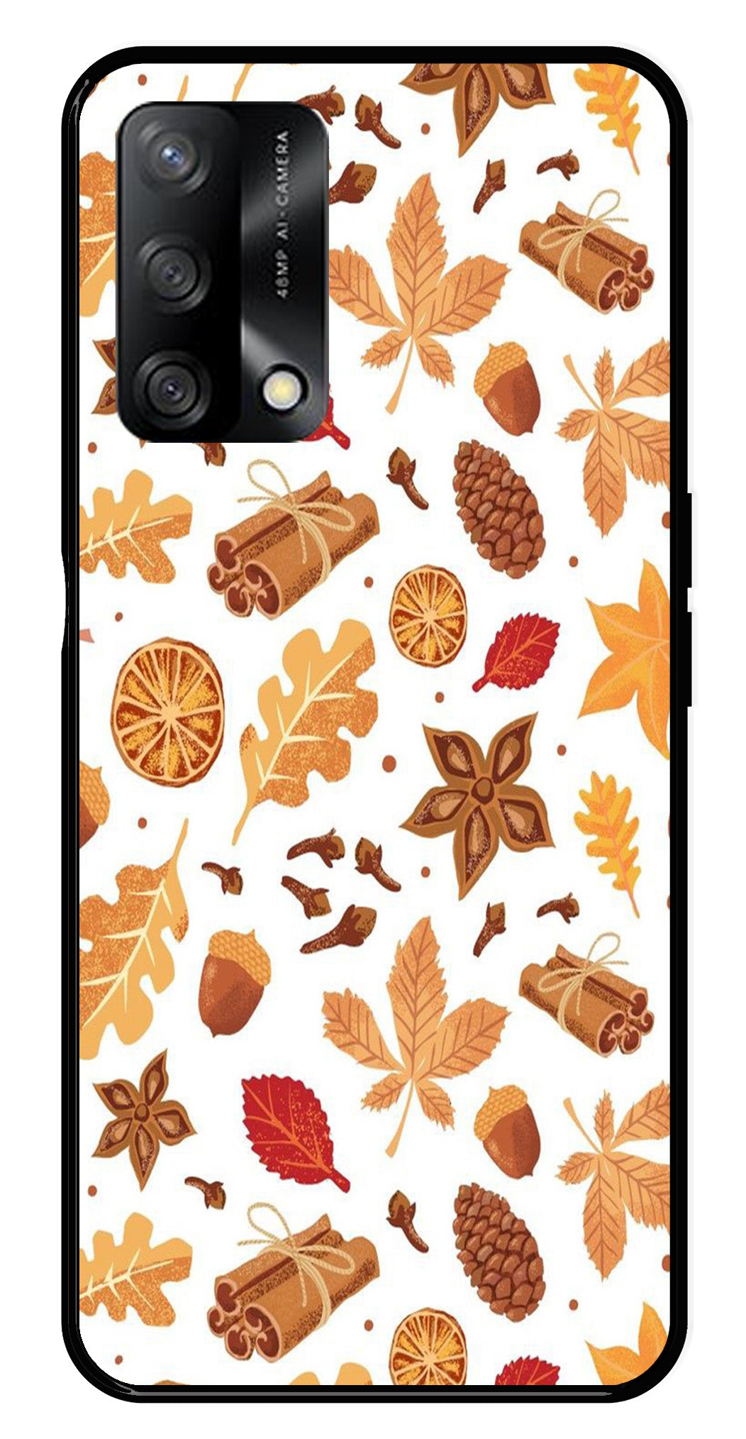 Autumn Leaf Metal Mobile Case for Oppo A54 5G   (Design No -19)