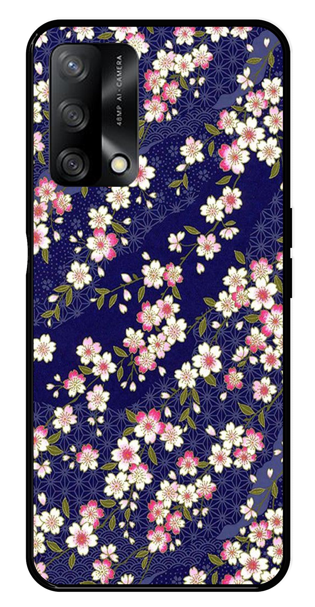 Flower Design Metal Mobile Case for Oppo A54 5G   (Design No -25)