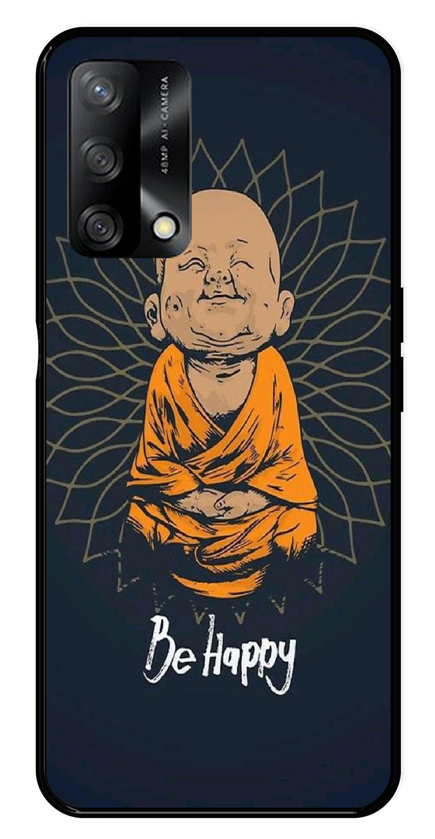 Be Happy Metal Mobile Case for Oppo A74 5G   (Design No -27)