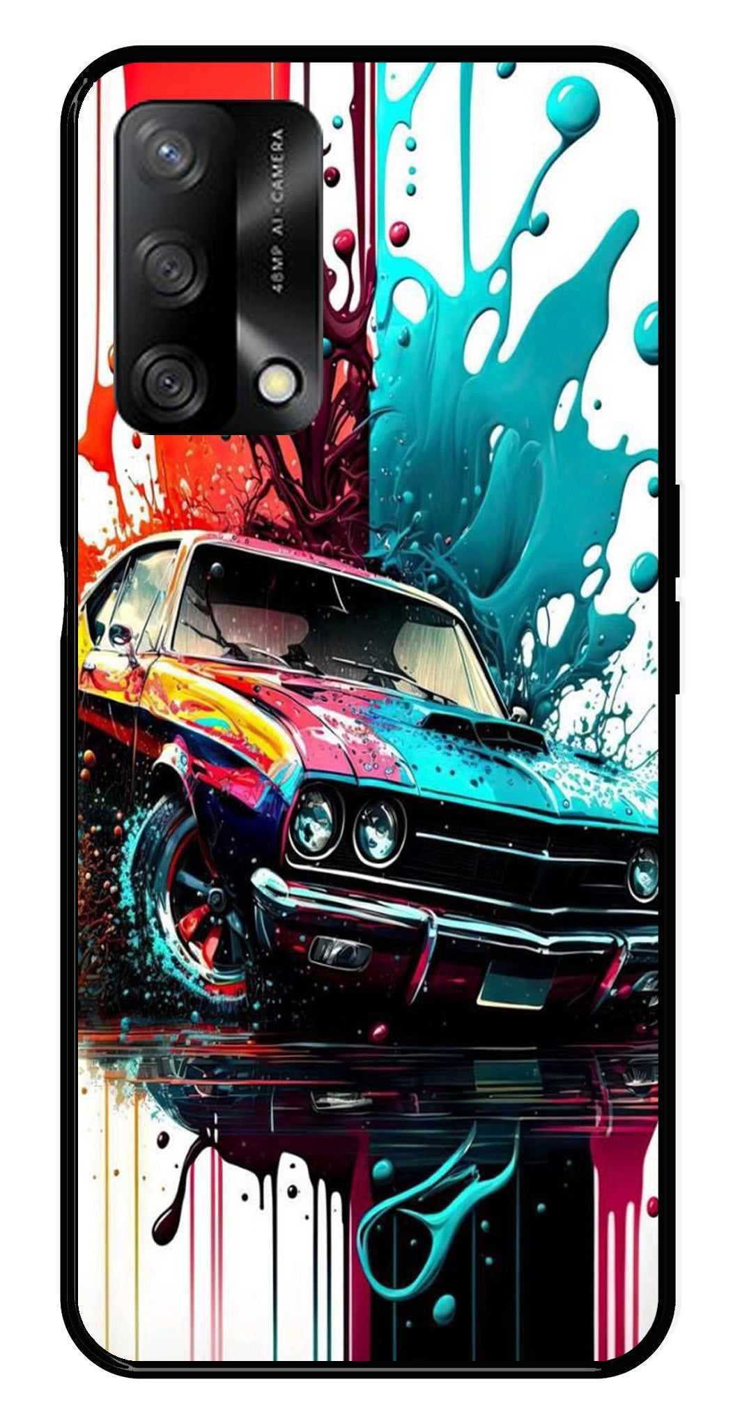 Vintage Car Metal Mobile Case for Oppo A54 5G   (Design No -29)