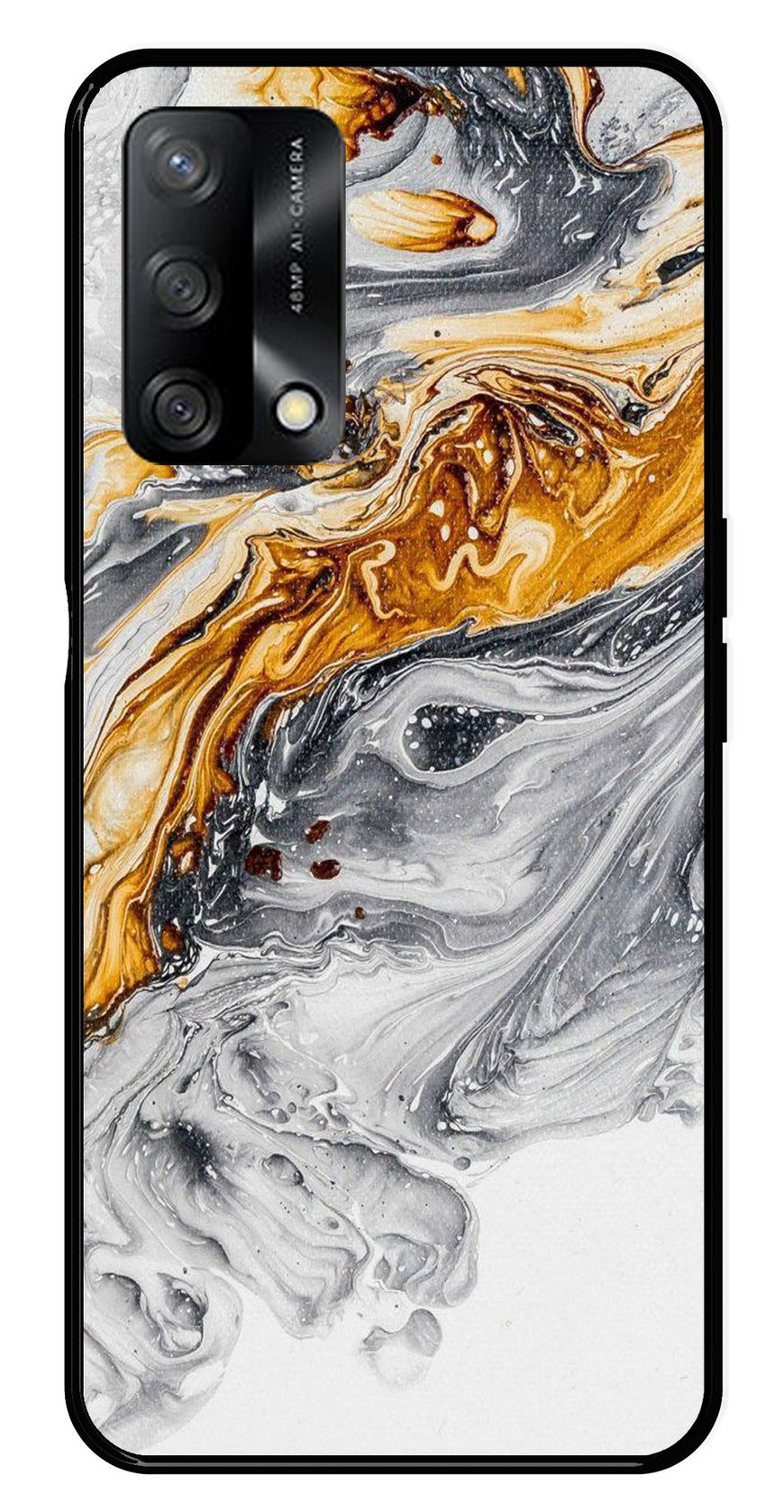 Marble Pattern Metal Mobile Case for Oppo A54 5G   (Design No -36)