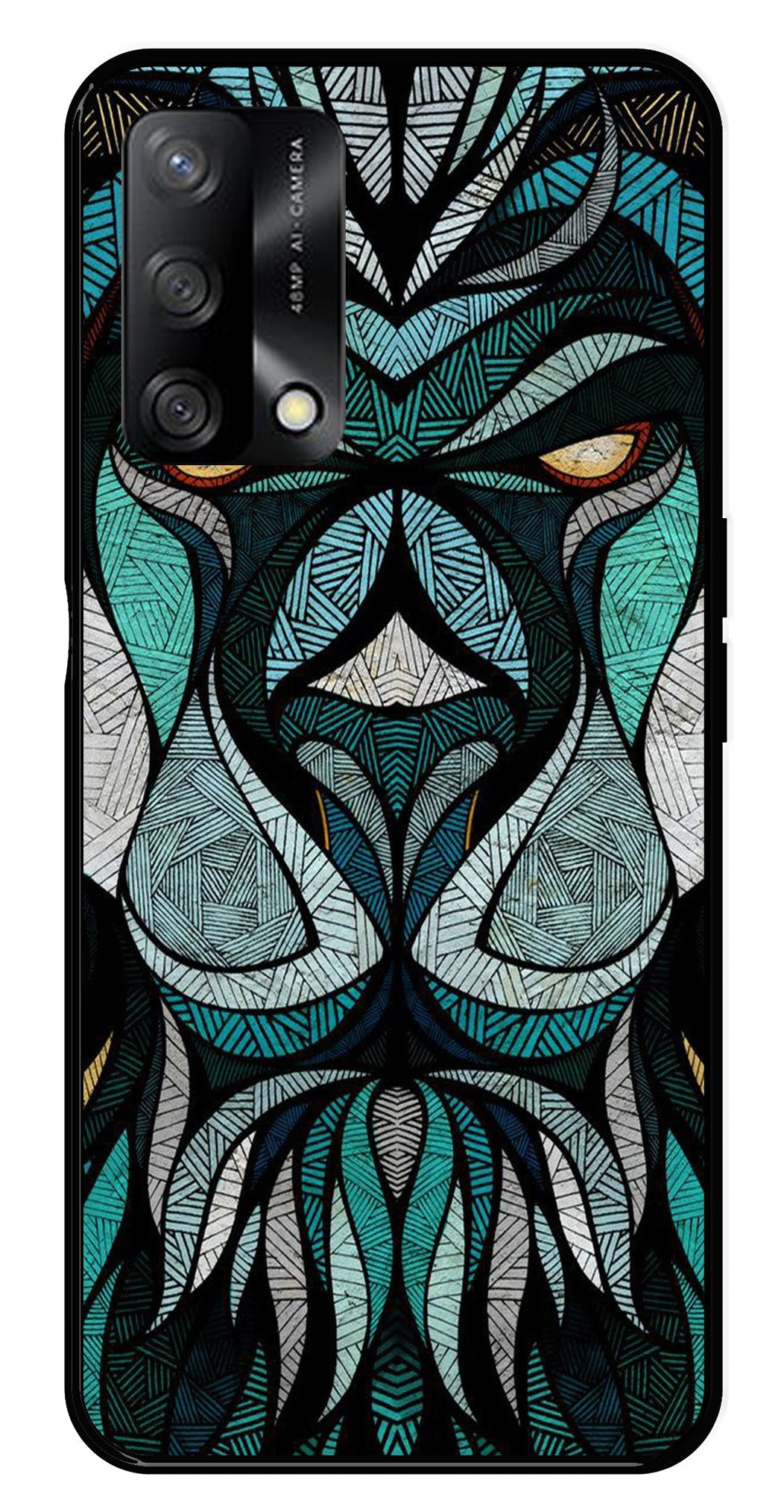 Lion Pattern Metal Mobile Case for Oppo A54 5G   (Design No -40)