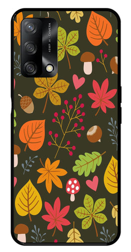 Leaves Design Metal Mobile Case for Oppo A74 5G   (Design No -51)