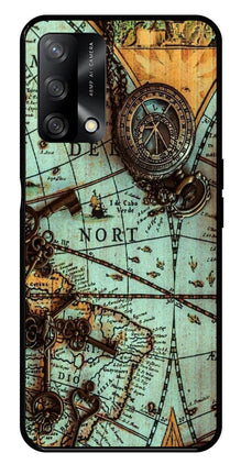 Map Design Metal Mobile Case for Oppo A54 5G