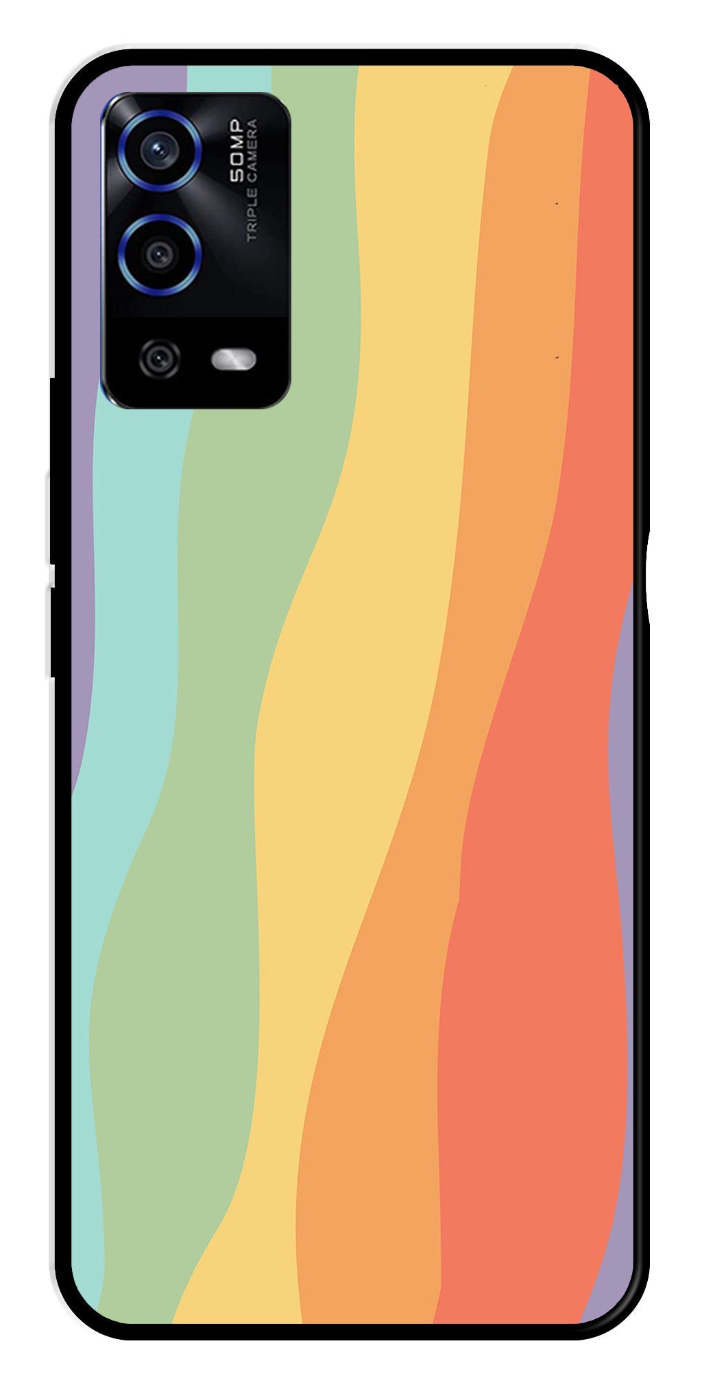 Muted Rainbow Metal Mobile Case for Oppo A55   (Design No -02)