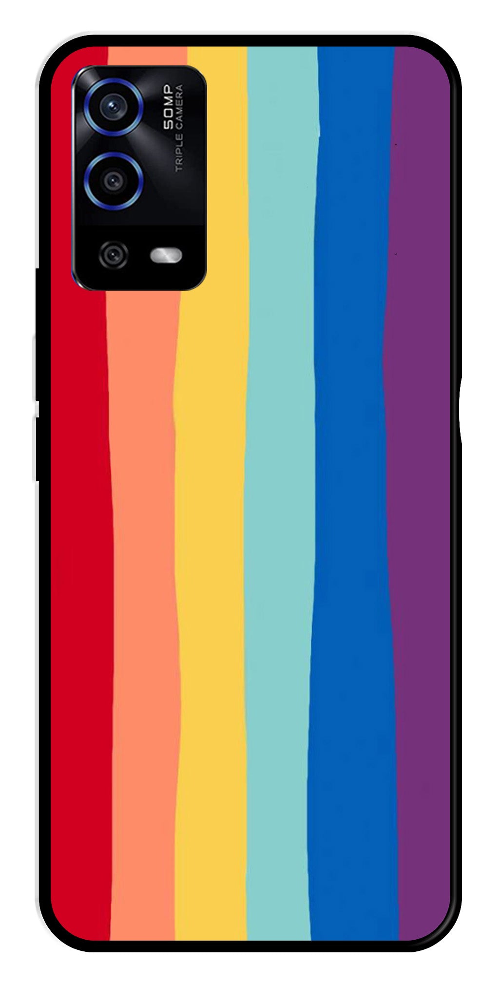 Rainbow MultiColor Metal Mobile Case for Oppo A55   (Design No -03)