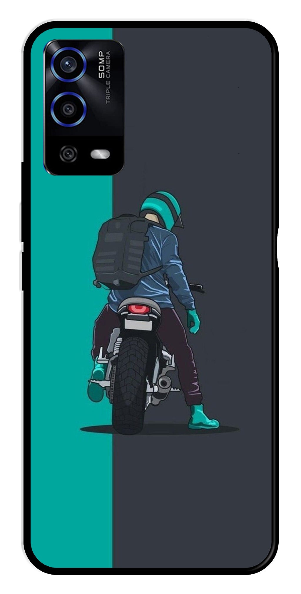 Bike Lover Metal Mobile Case for Oppo A55   (Design No -05)