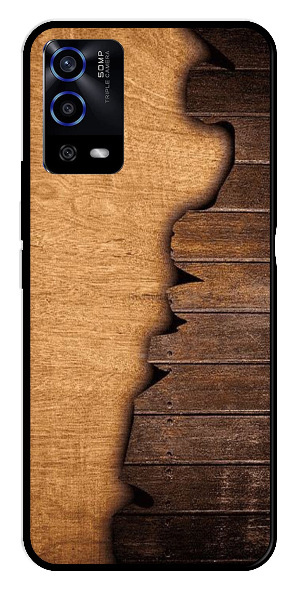 Wooden Design Metal Mobile Case for Oppo A55   (Design No -13)