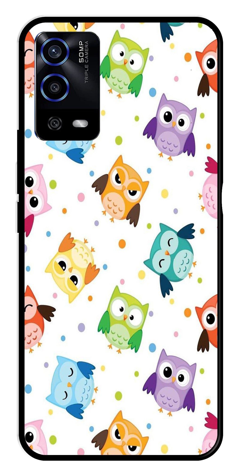 Owls Pattern Metal Mobile Case for Oppo A55   (Design No -20)