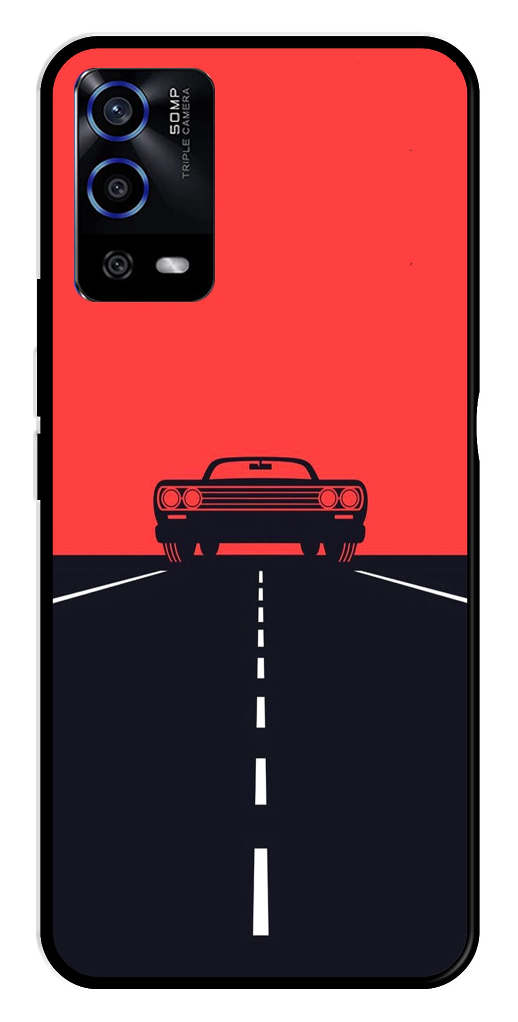 Car Lover Metal Mobile Case for Oppo A55   (Design No -21)