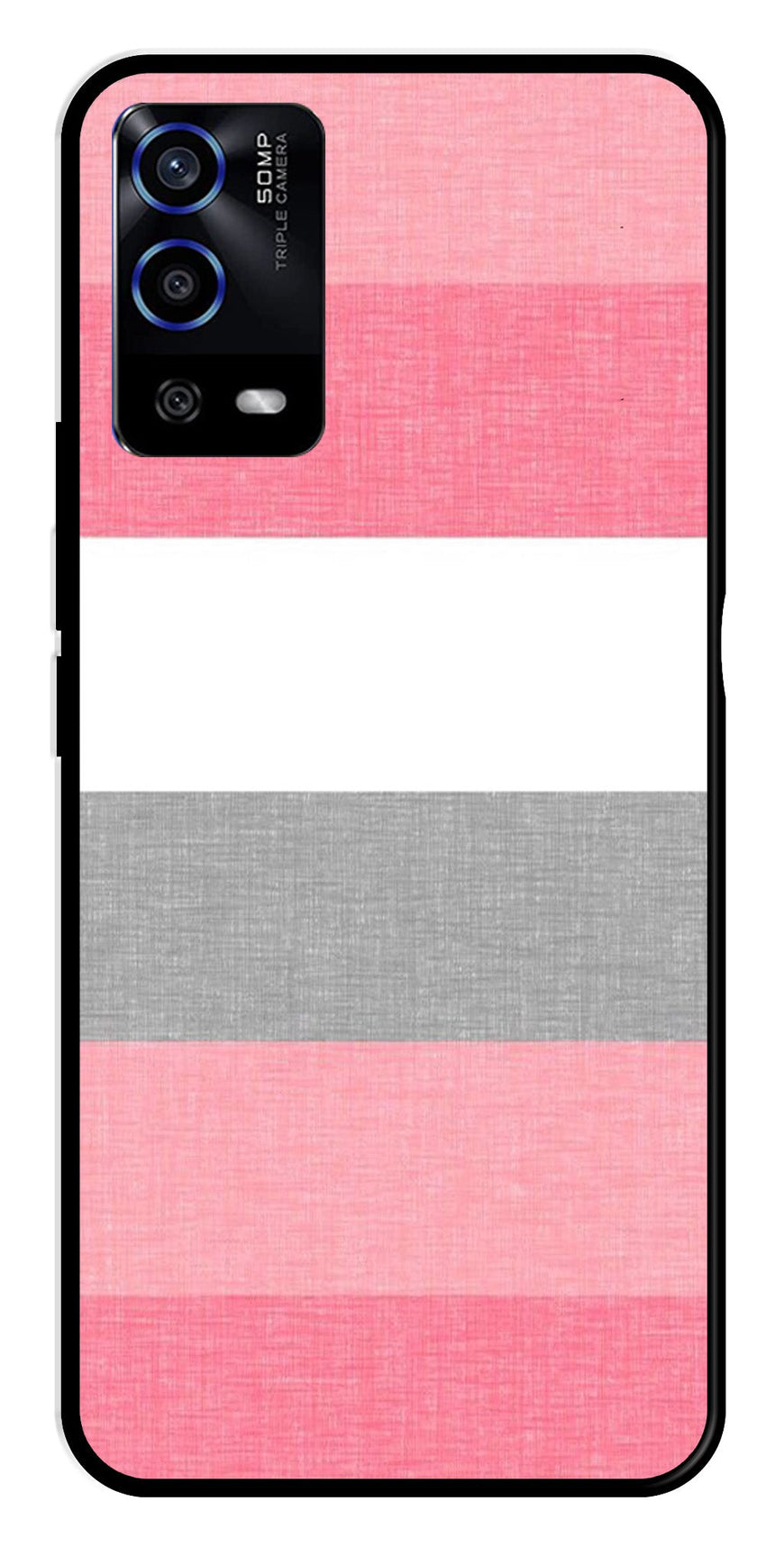 Pink Pattern Metal Mobile Case for Oppo A53s   (Design No -23)