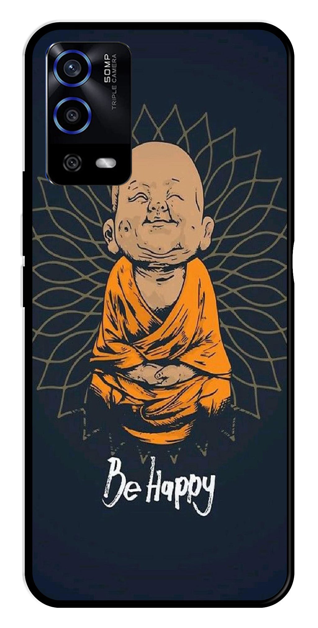 Be Happy Metal Mobile Case for Oppo A55   (Design No -27)