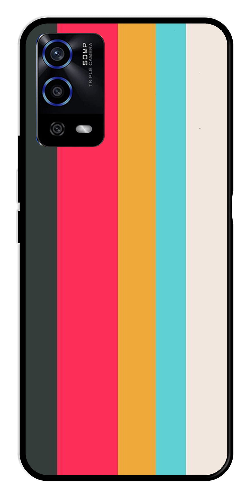 Muted Rainbow Metal Mobile Case for Oppo A53s   (Design No -31)