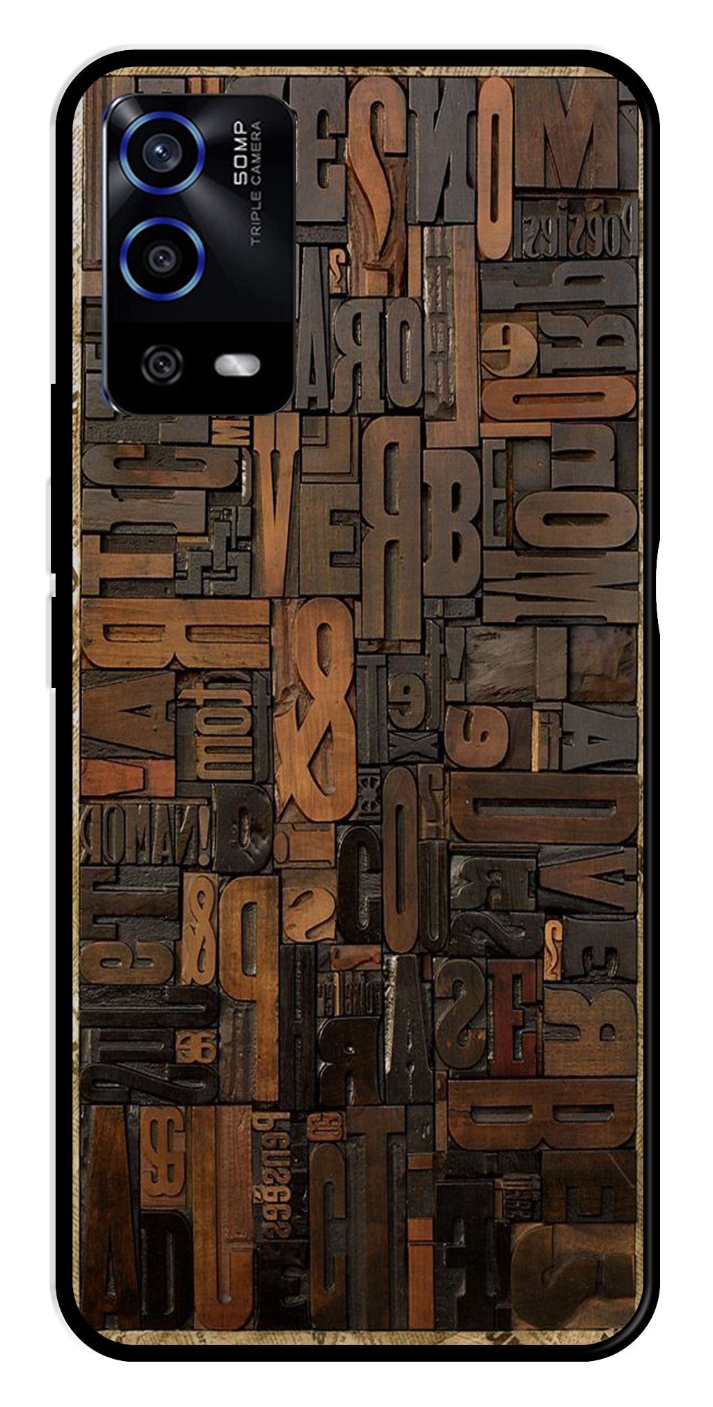 Alphabets Metal Mobile Case for Oppo A55   (Design No -32)