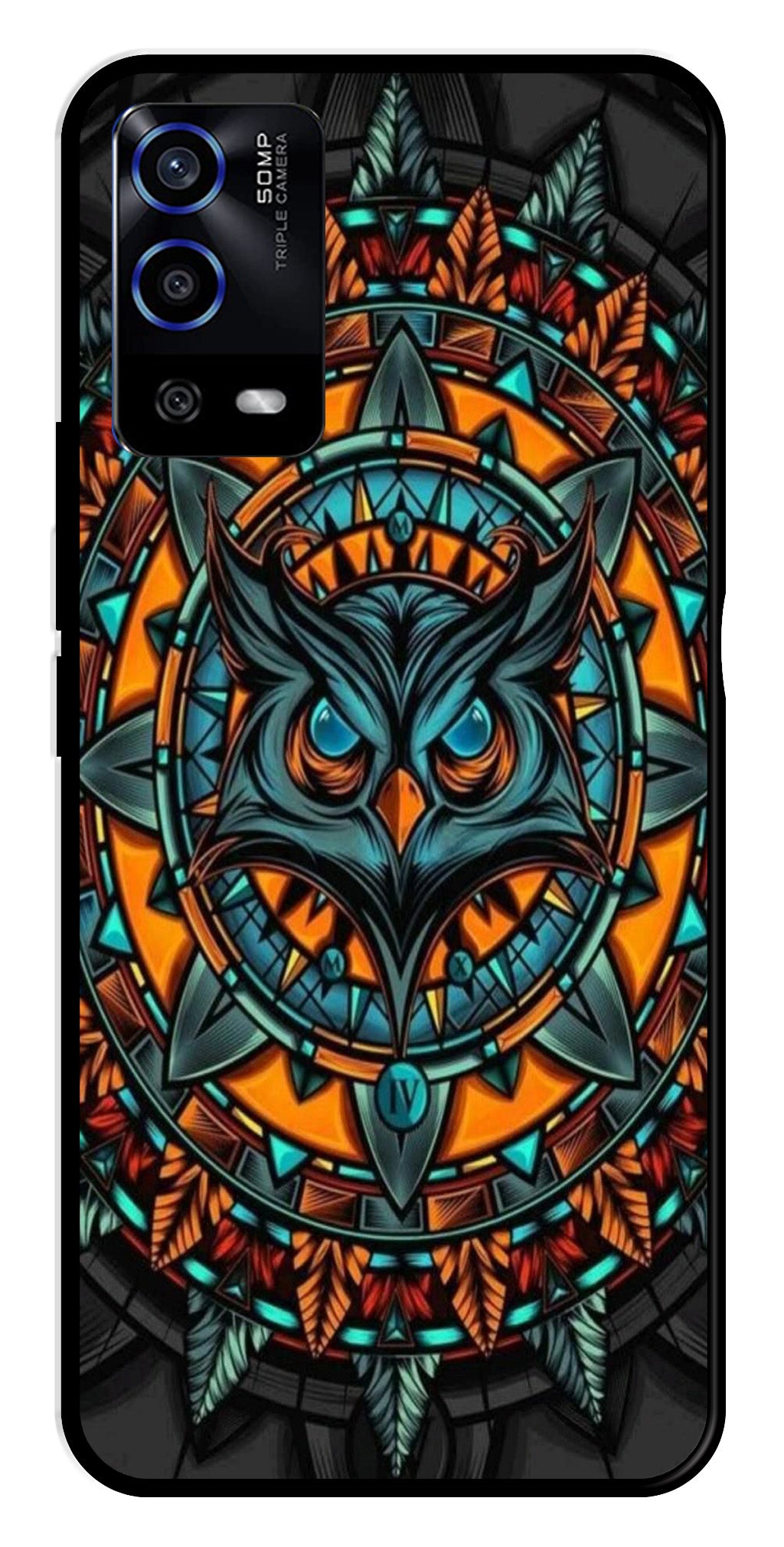 Owl Pattern Metal Mobile Case for Oppo A55   (Design No -42)