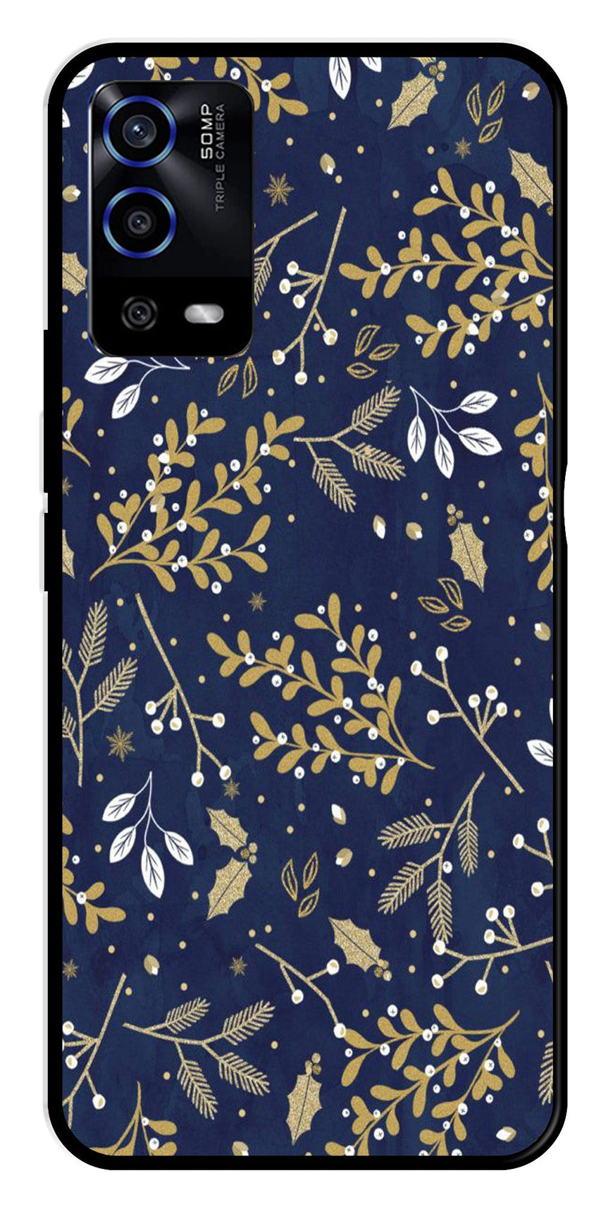 Floral Pattern  Metal Mobile Case for Oppo A55   (Design No -52)