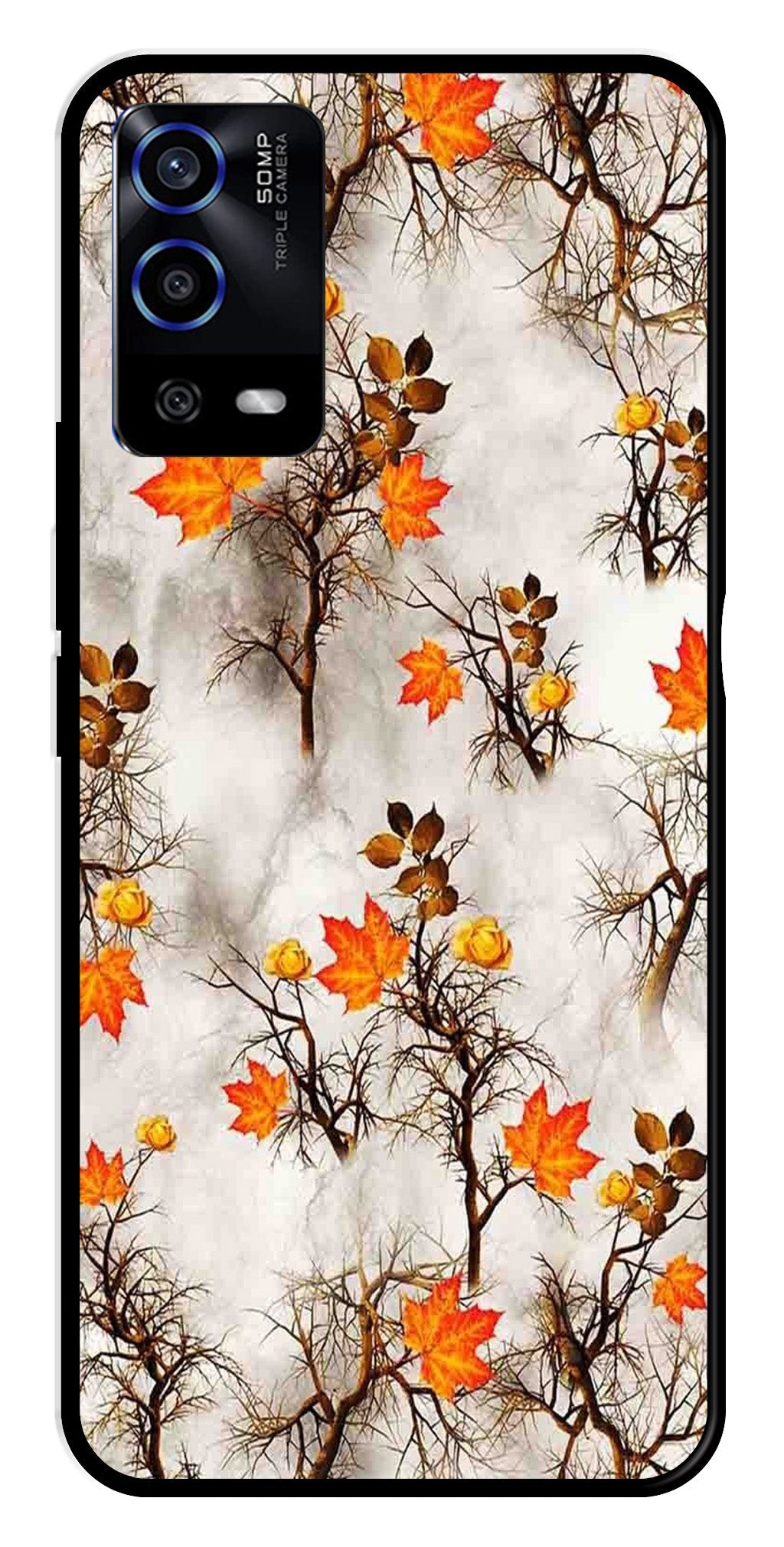 Autumn leaves Metal Mobile Case for Oppo A55   (Design No -55)