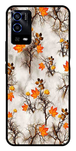 Autumn leaves Metal Mobile Case for Oppo A53s   (Design No -55)