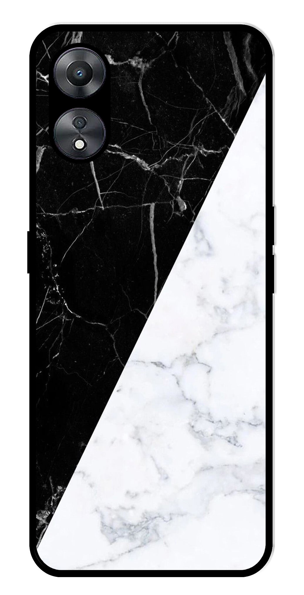 Black White Marble Design Metal Mobile Case for Oppo A58 5G   (Design No -09)