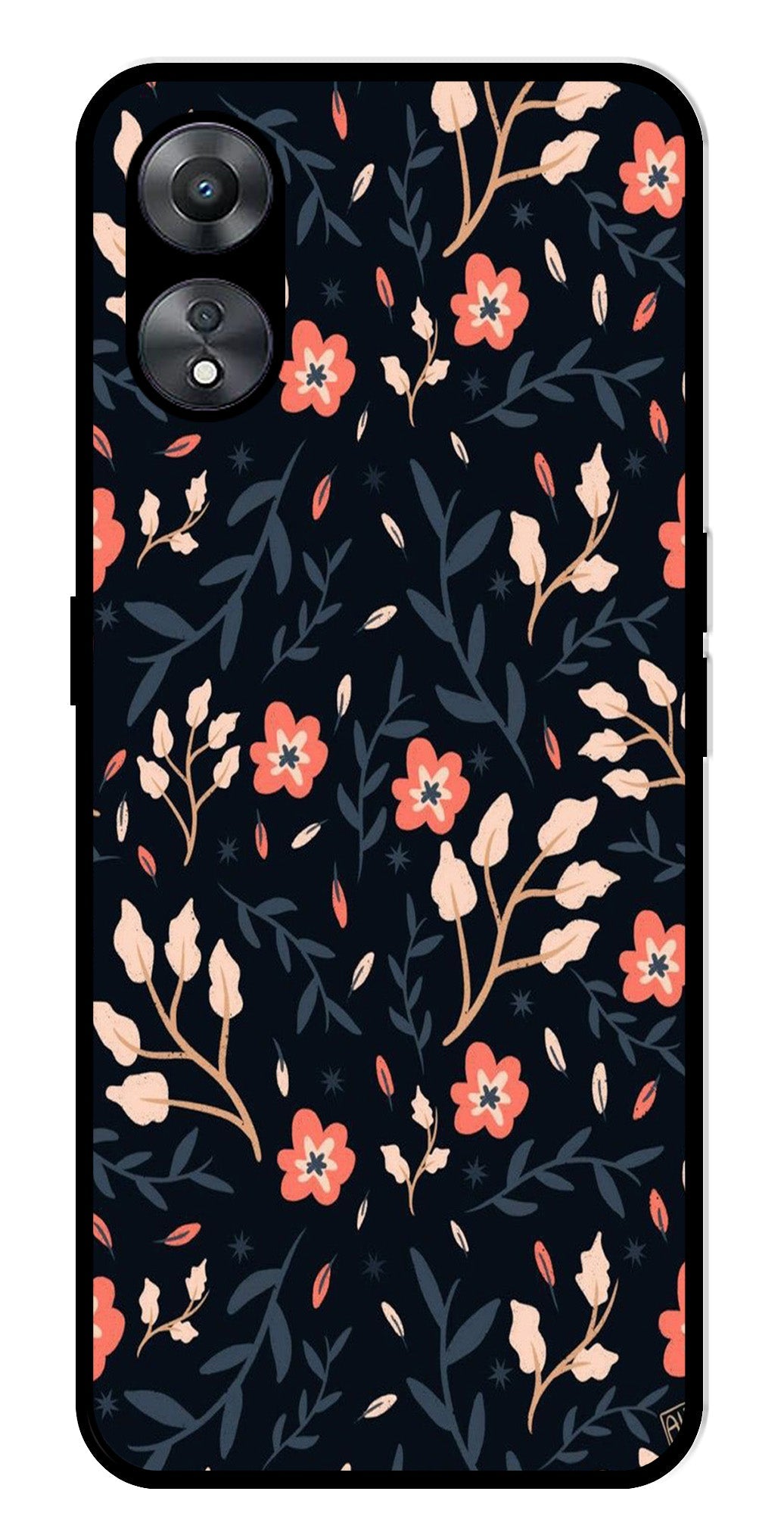 Floral Pattern Metal Mobile Case for Oppo A58 5G   (Design No -10)