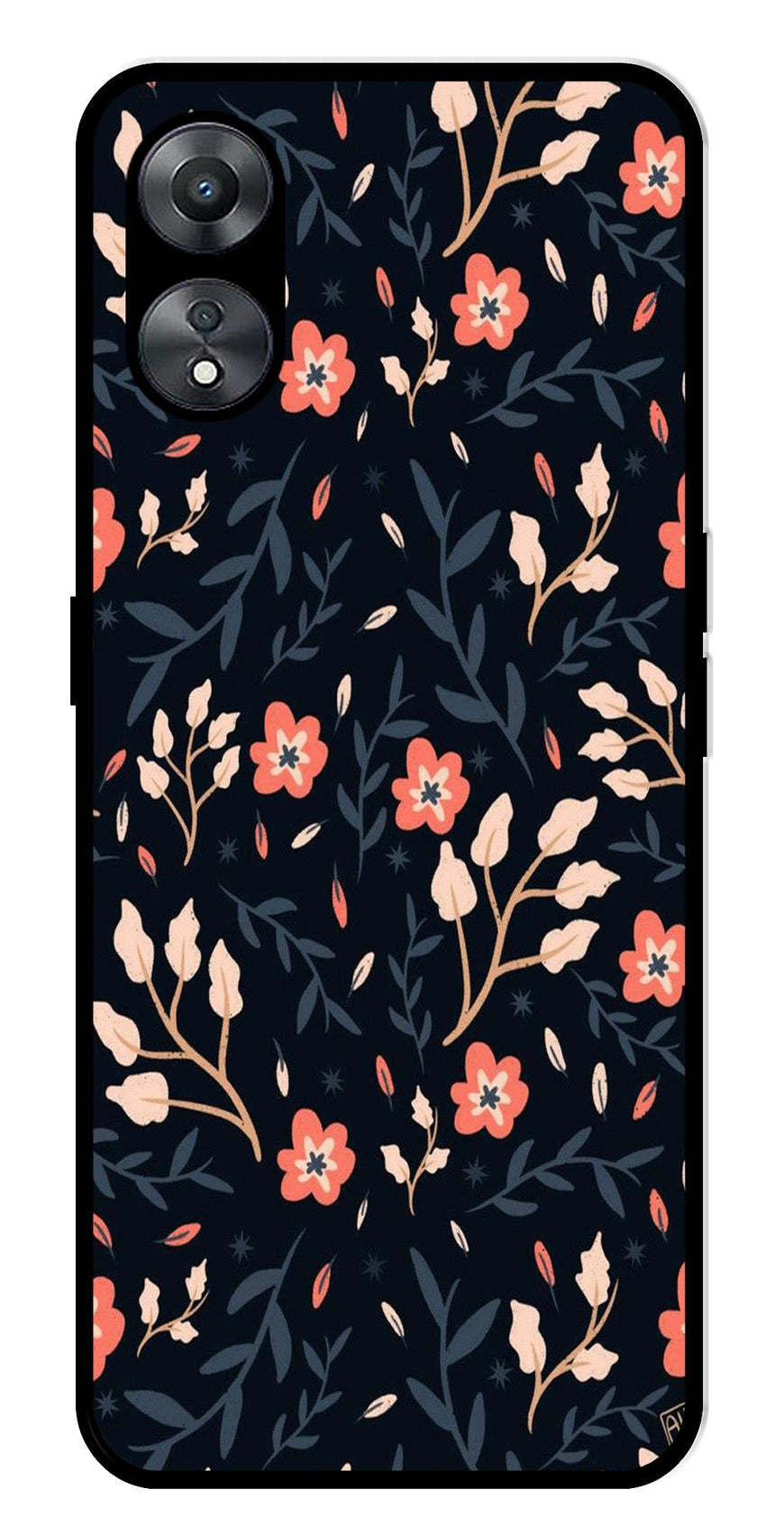 Floral Pattern Metal Mobile Case for Oppo A58 5G   (Design No -10)